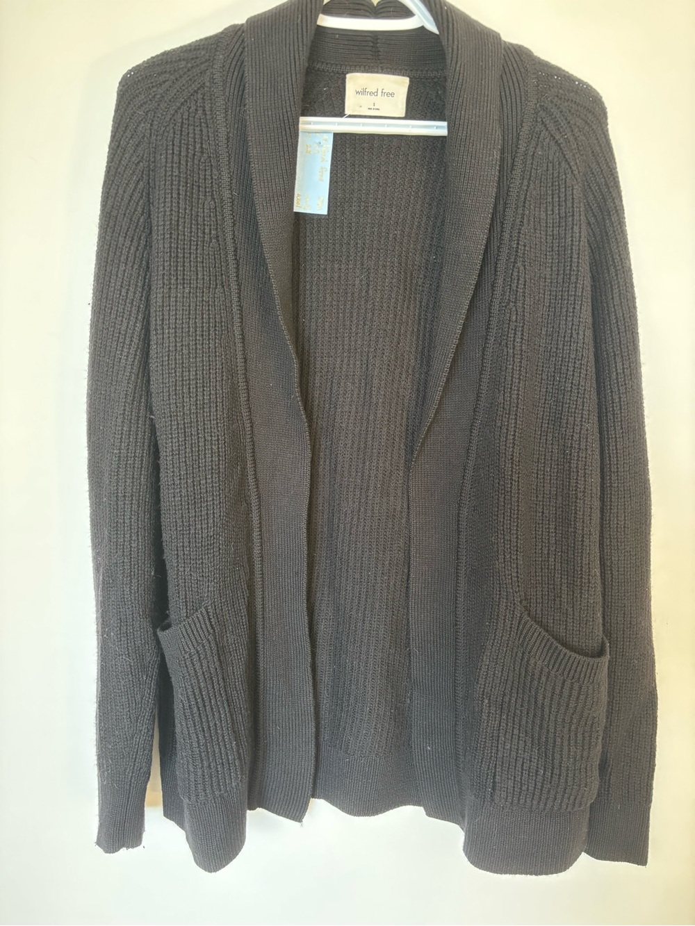 Wilfred Charcoal Ribbed Open-Front Cardigan -wool
